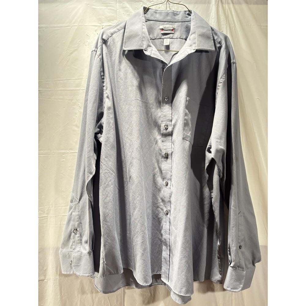 Van Heusen Mens Button Down Shirt Sz 18 1/2 36/37 Wrinkle Free Gray Long Sleeve